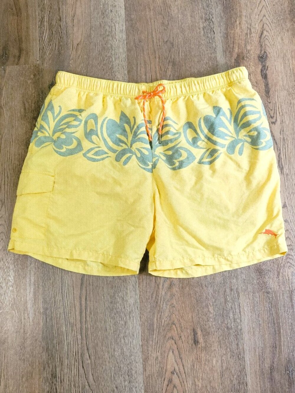 Tommy Bahama Relax Swim Trunks Mens XL Elastic Waist Lined Yellow Blue Beach